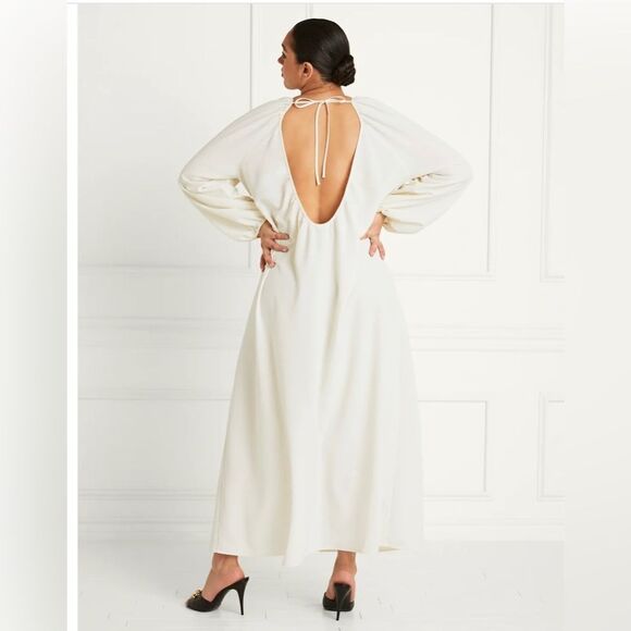 NWT Hill House Simone Maxi Dress XXL Coconut Milk Crepe High Slit Open Back - Picture 10 of 15